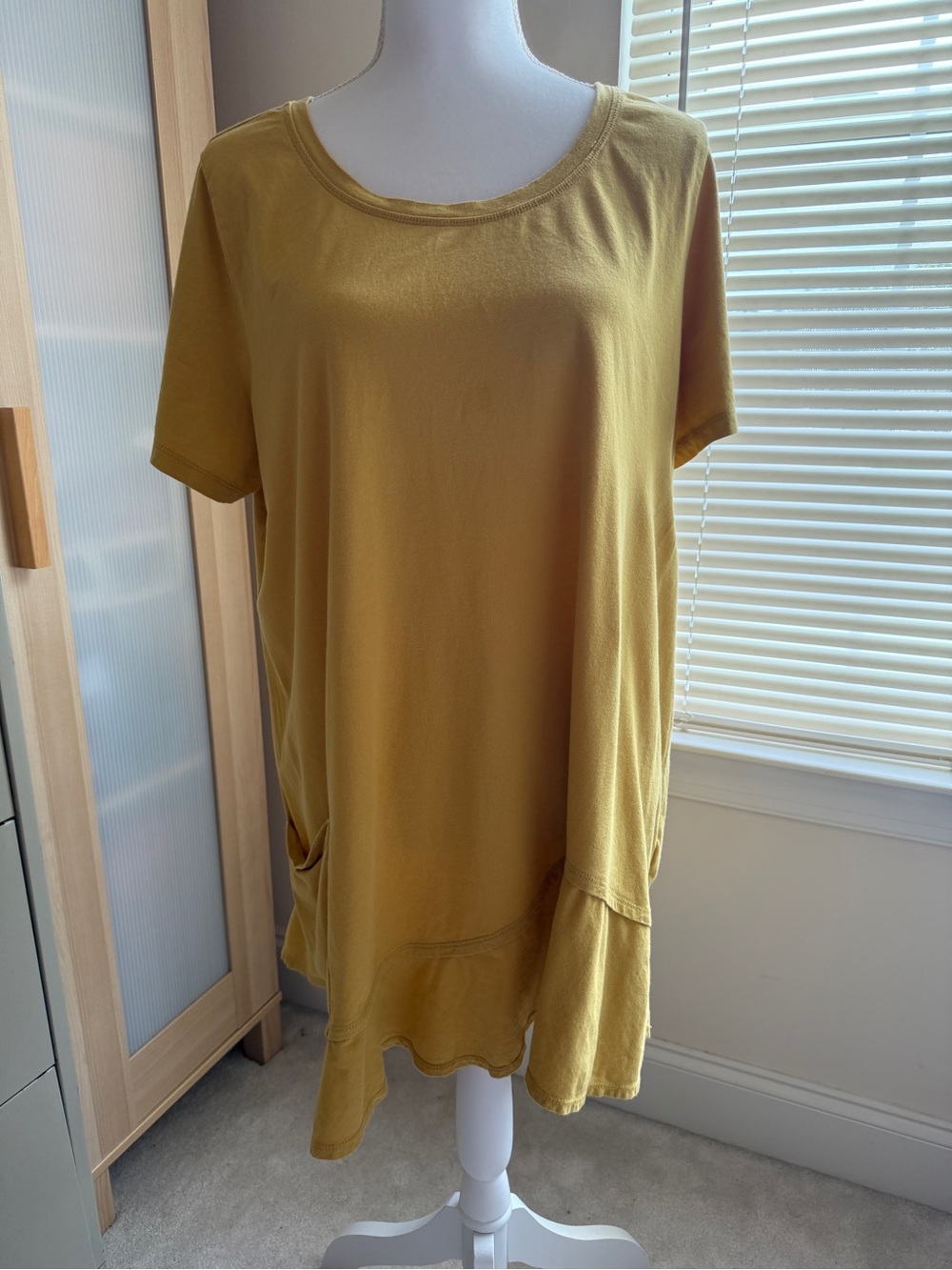 LOGO by Lori Goldstein Mustard Short-Sleeve Tunic